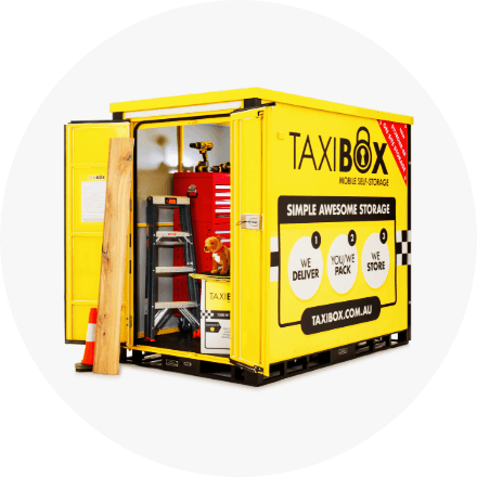 steel taxibox with construction supplies