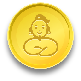 a gold medallion featuring a genie